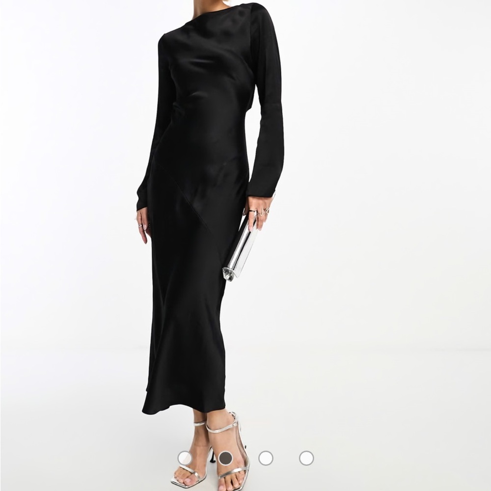 & Other Stories satin lace-up open back midi dress in black